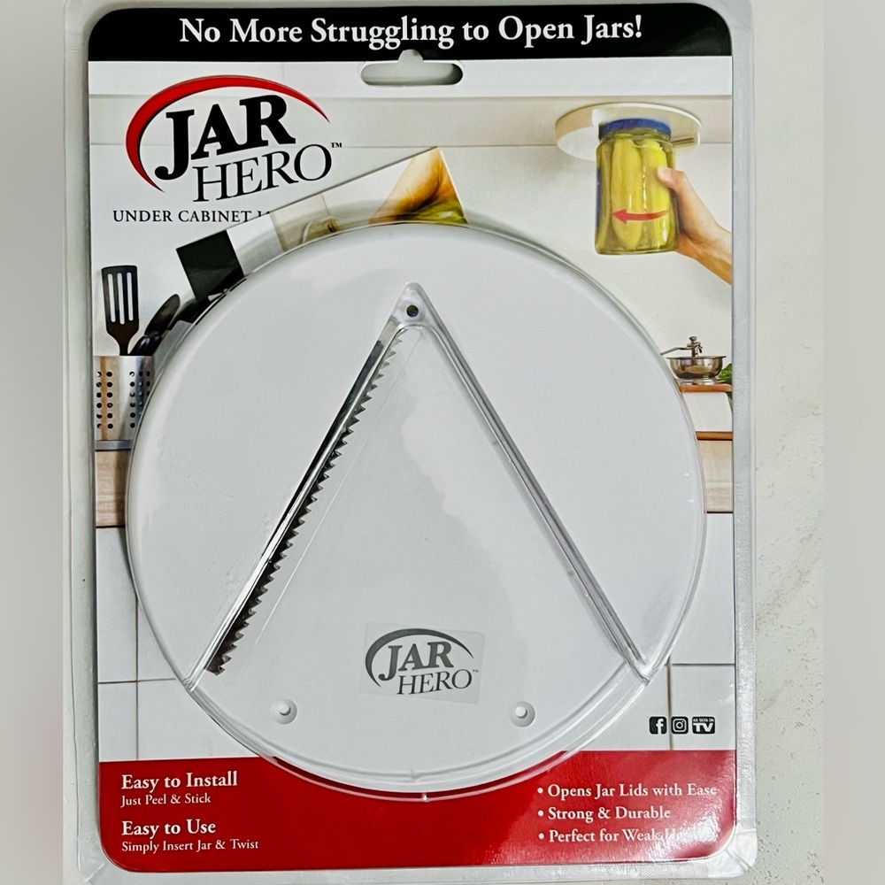Jar Hero - Under Cabinet Jar Lid & Bottle
Opener - Opens Any Size Jar